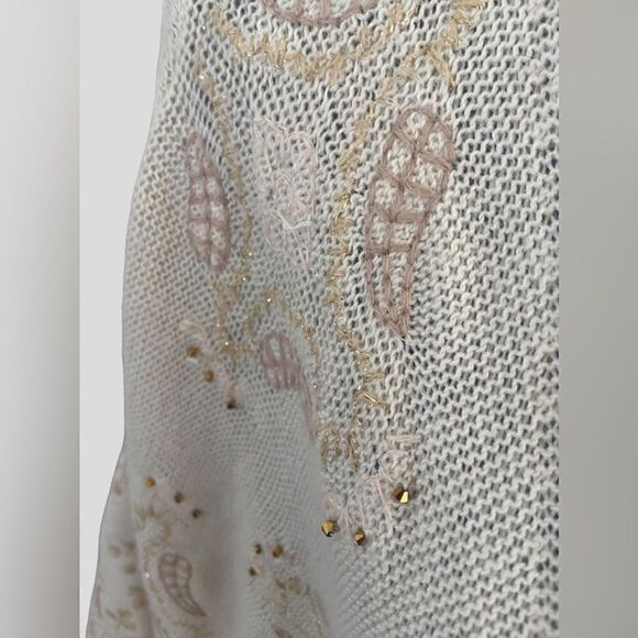 Free People Embroidered Beaded Wool Blend Cardigan Shawl Kimono Size XS - Picture 5 of 16